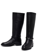Women's Black Leather Boots with Accessories | Derimod