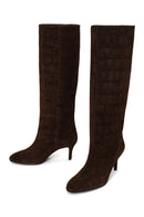 Woman Brown Thin-Heeled Leather Boots | Derimod