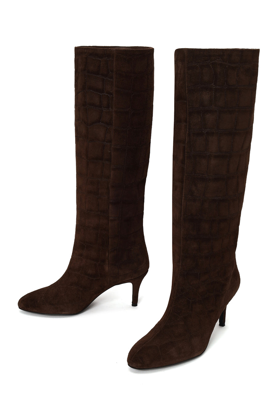 Woman Brown Thin-Heeled Leather Boots