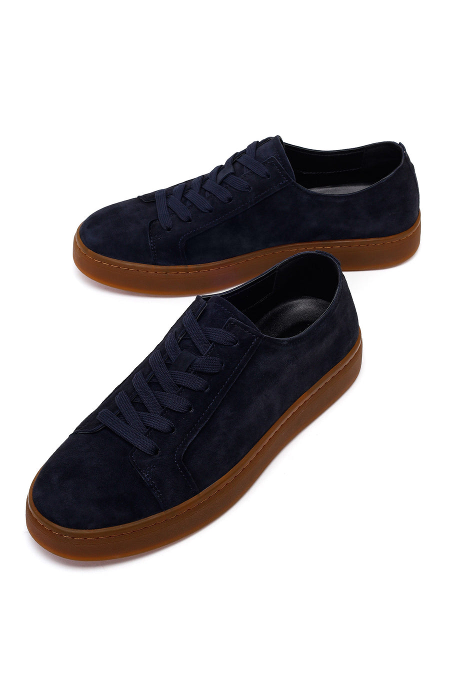 Male Navy Lace-up Suede Leather Sneaker