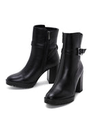 Women's Black Buckle Heeled Boots | Derimod