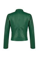 Sonia Woman Green Short Leather Jacket | Derimod