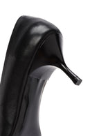 Woman Black Short Thin-Heeled Leather Shoes | Derimod
