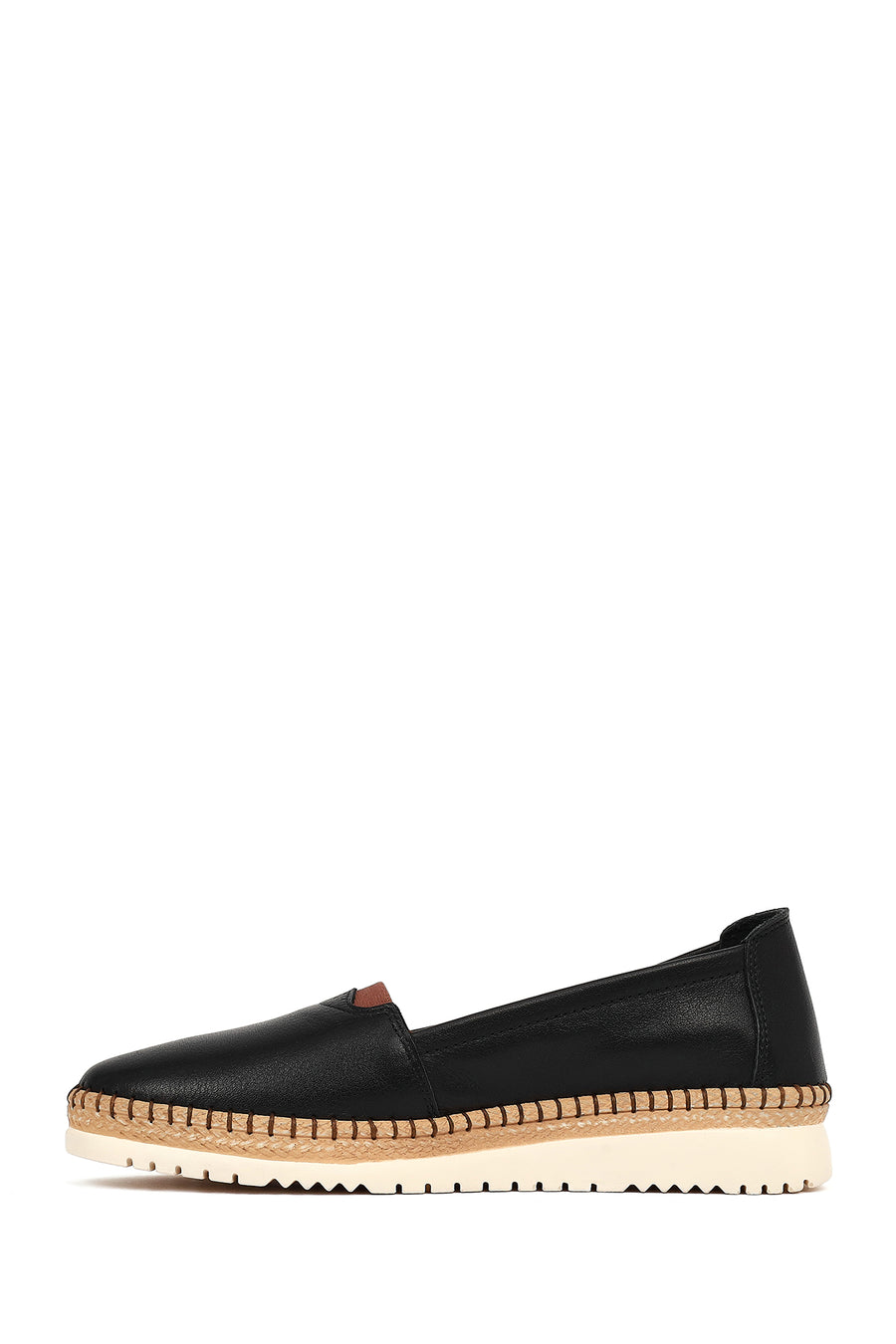 Women's Black Thick Soled Leather Comfort Shoes