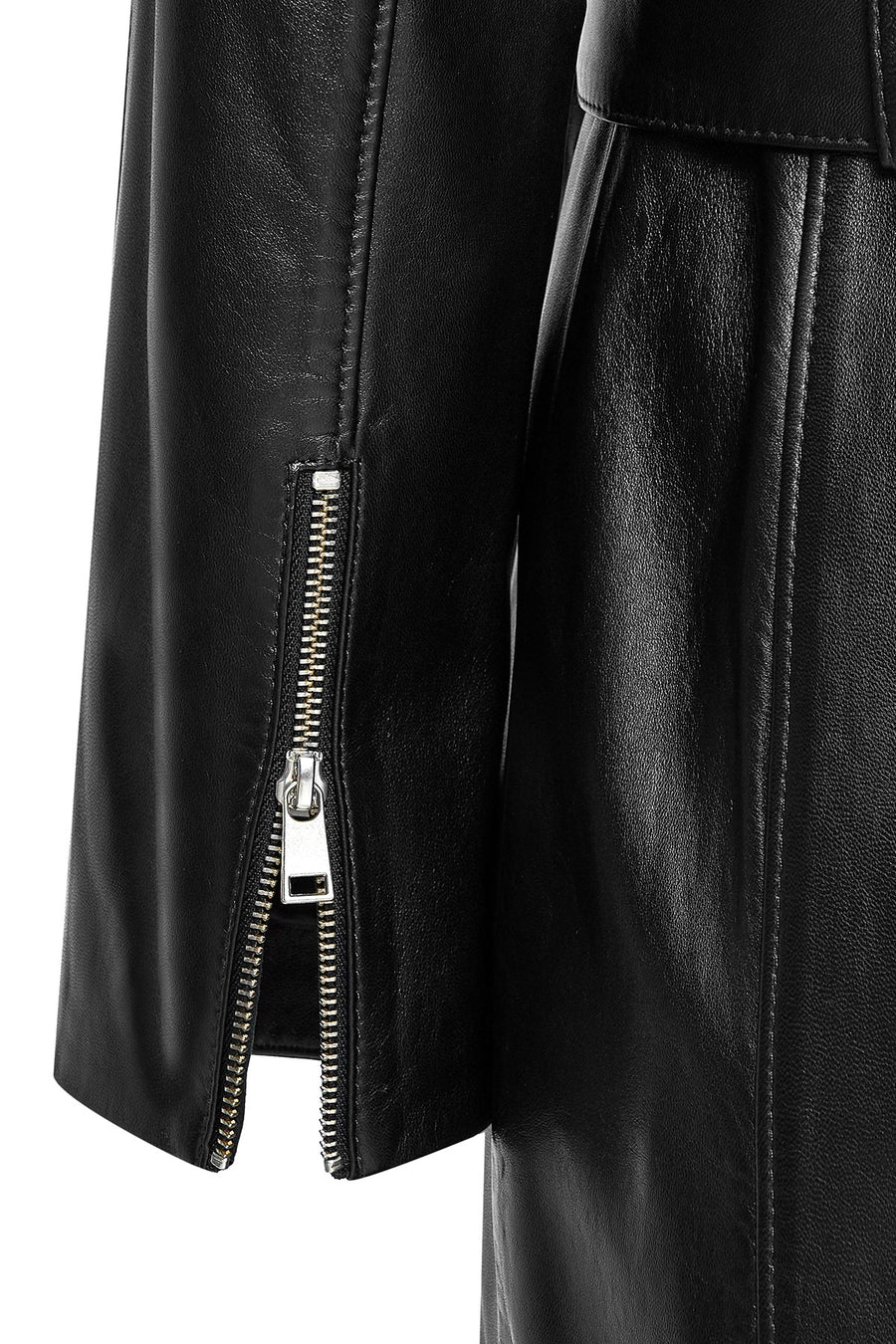 Angelique Women's Black Double Breasted Leather Coat
