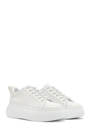 Women's White Lace-Up Thick Soled Sneaker | Derimod