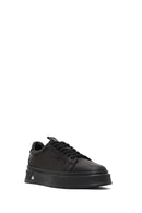 Male Black Lace-Up Thick-Soled Leather Sneaker | Derimod