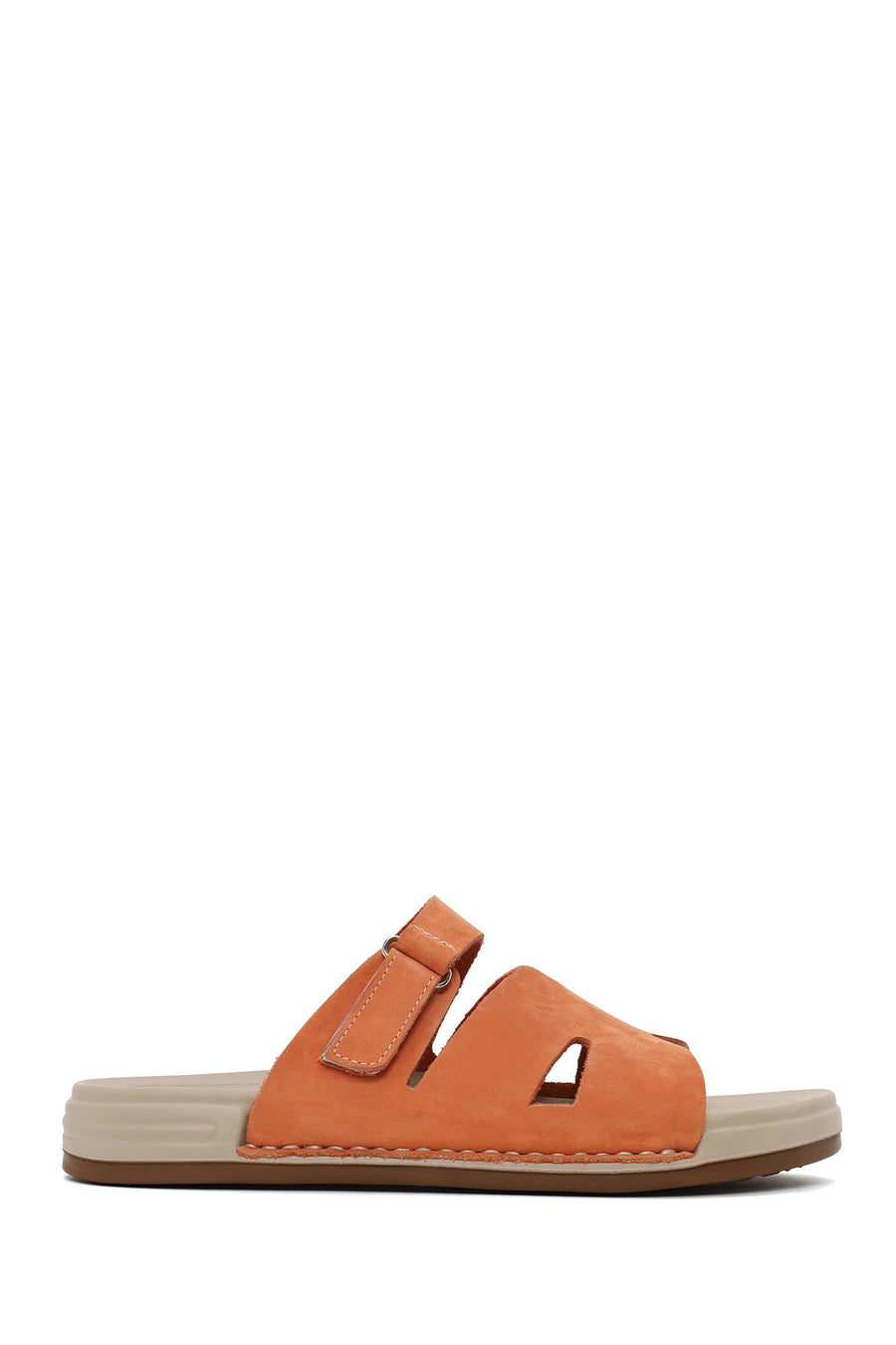 Woman Orange Strapped Nubuck Leather Slipper 26SFD5023V3 | Derimod