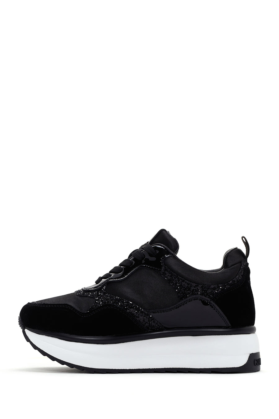 Alberto Guardiani Women's Black Louise Thick Soled Leather Sneaker