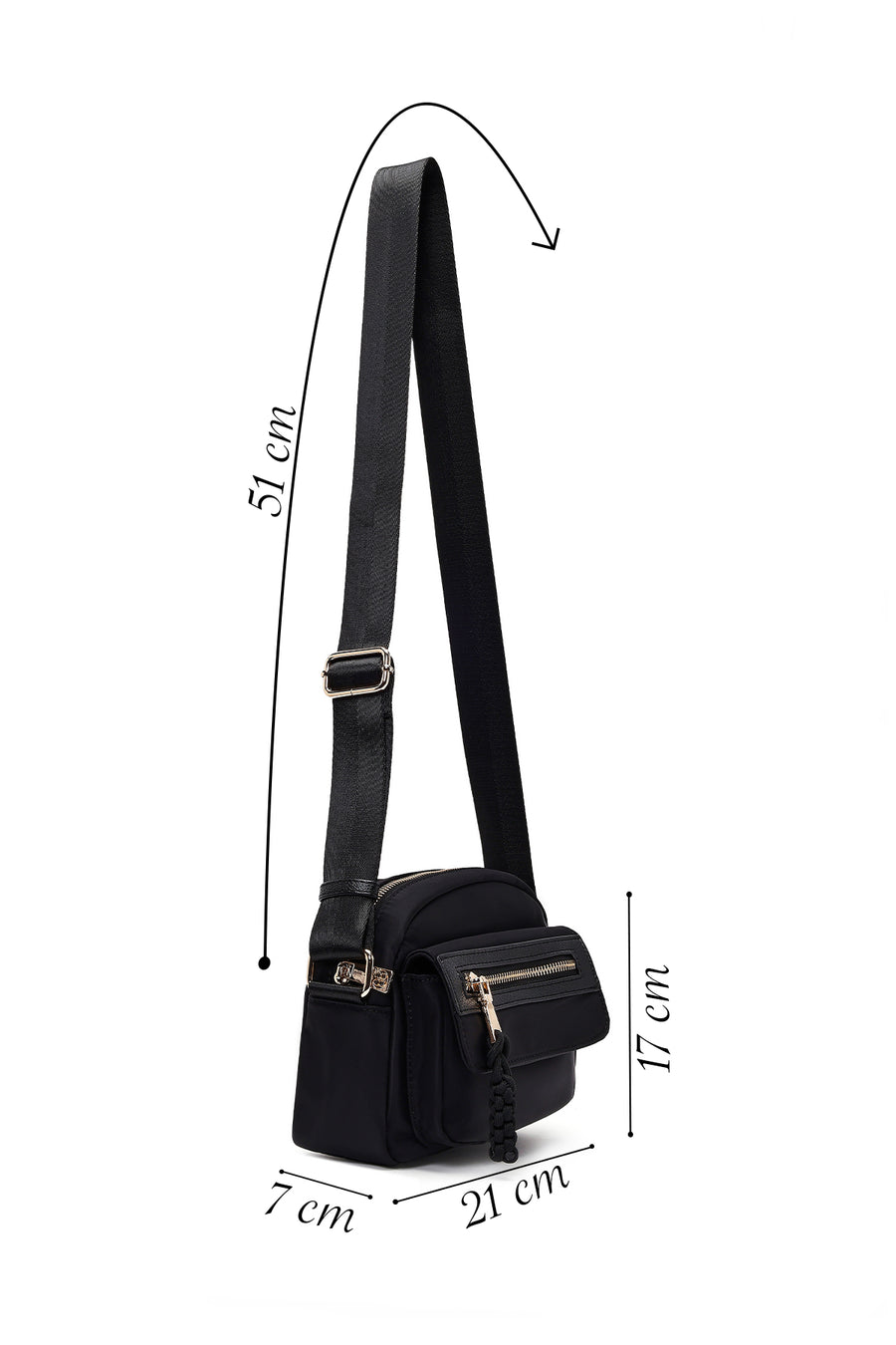 Women's Black Long Strap Crossbody Bag