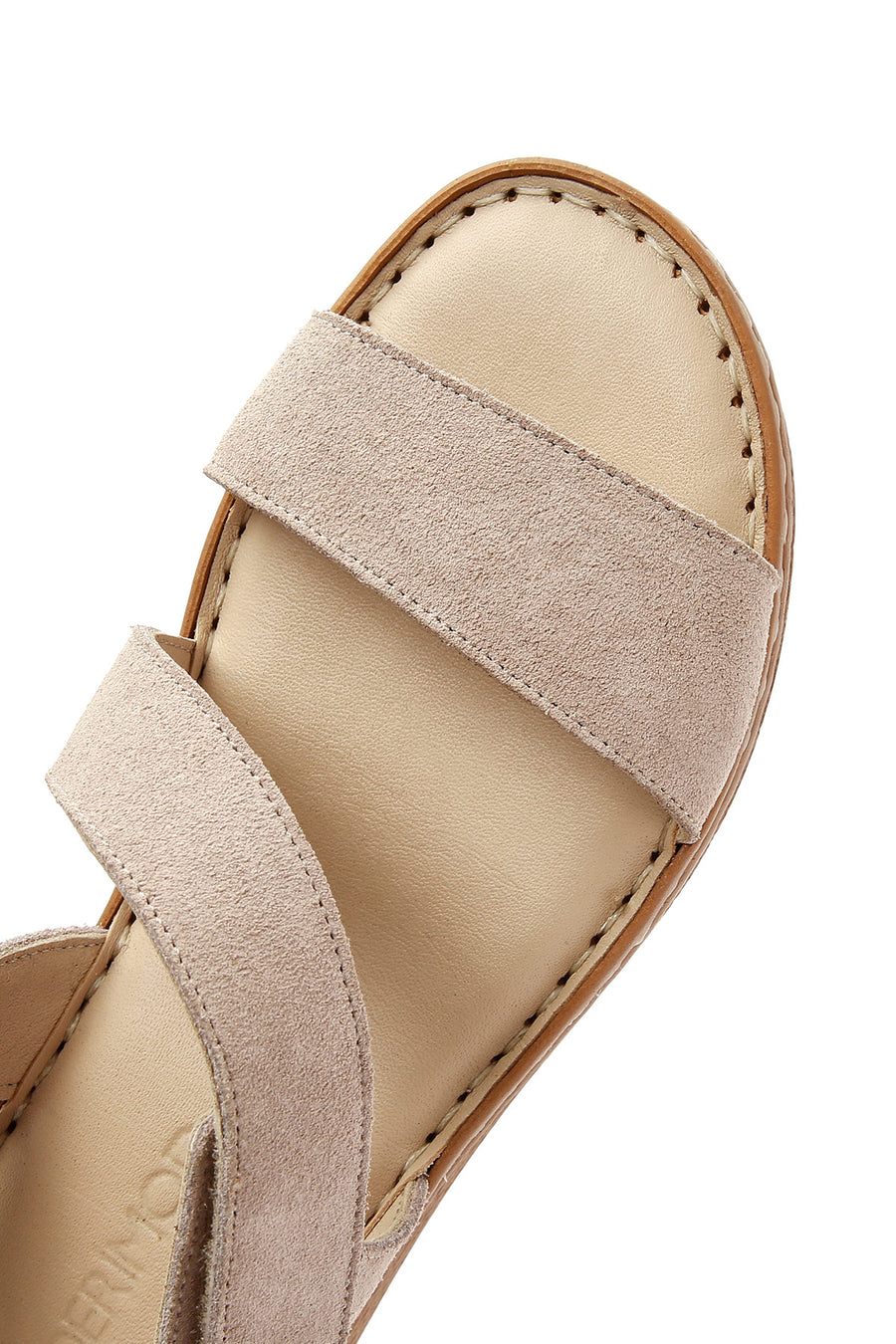 Women's Beige Suede Leather Comfort Sandals