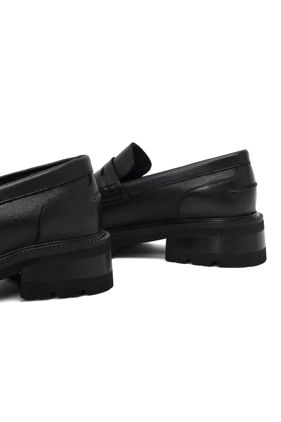 Woman Black Thick-Soled Leather Masculine Loafer