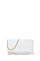 Women's White Long Chain Strap Braided Clutch Bag | Derimod