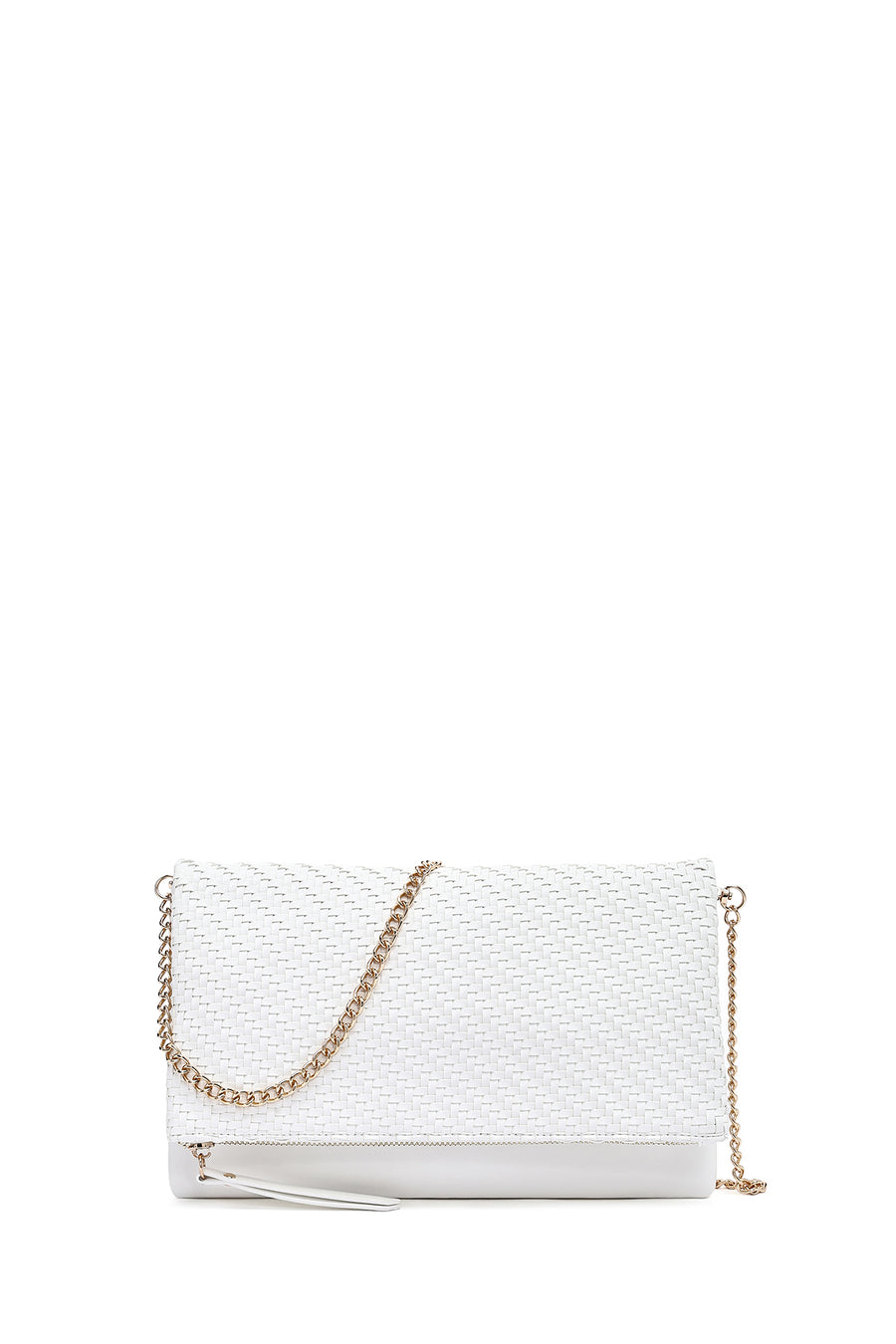 Women's White Long Chain Strap Braided Clutch Bag 25SBD293429 | Derimod