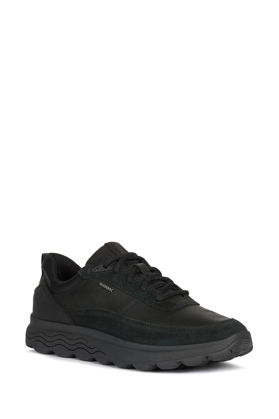 Geox Men's Black Spherica Lace-up Leather Sneaker