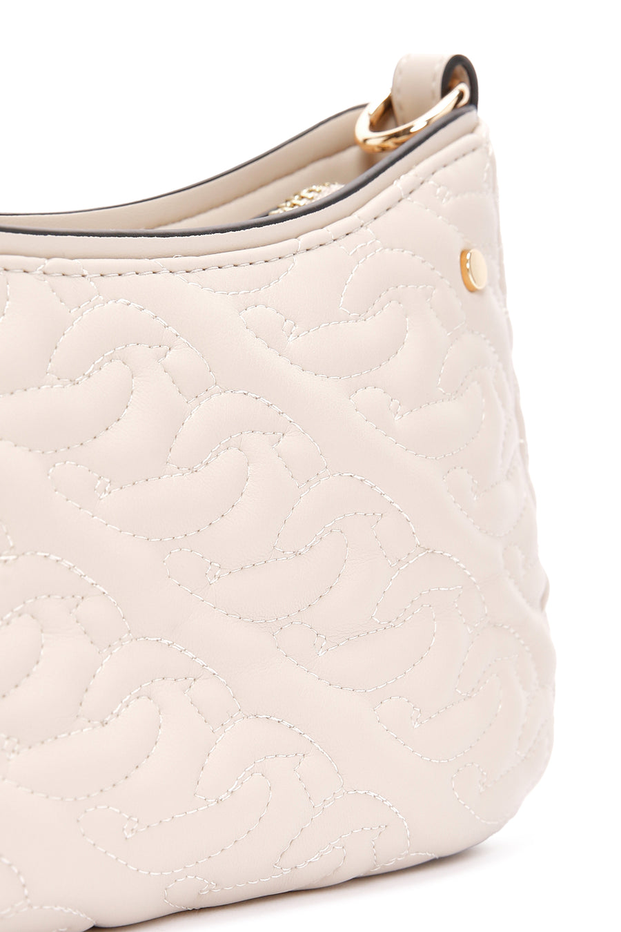 Women's Beige Long Strap Quilted Handbag