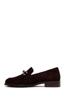 Woman Brown Buckled Suede Masculine Loafer | Derimod