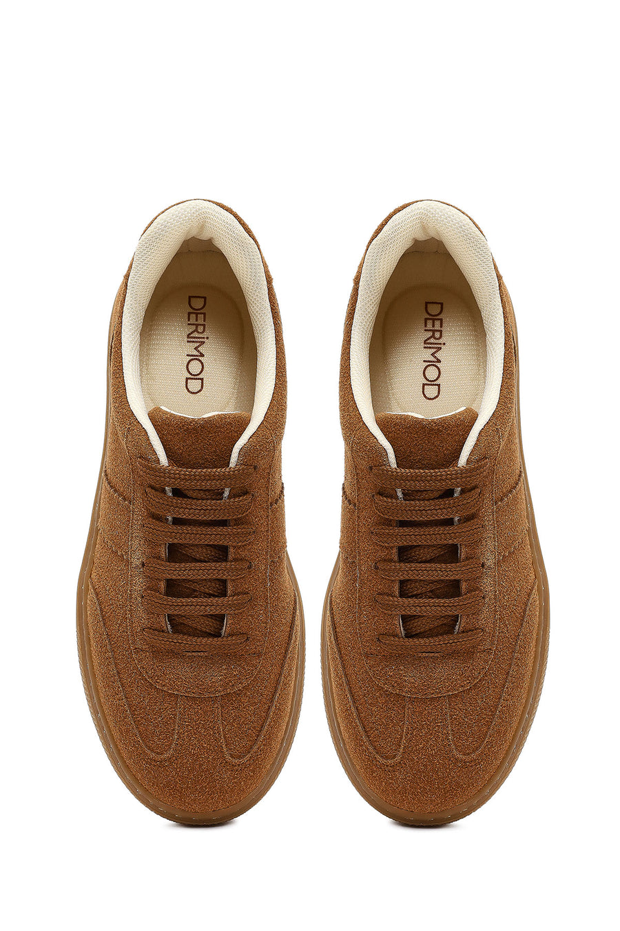 Kadın Taba Bağcıklı Süet Sneaker