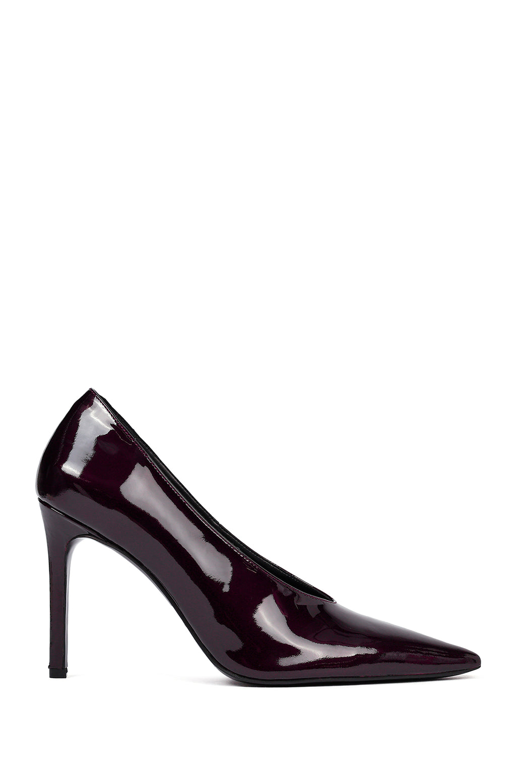 Kadın Bordo İnce Topuklu Rugan Deri Stiletto