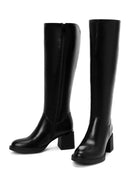 Woman Black Zip Closure Chunky-Heel Boot | Derimod