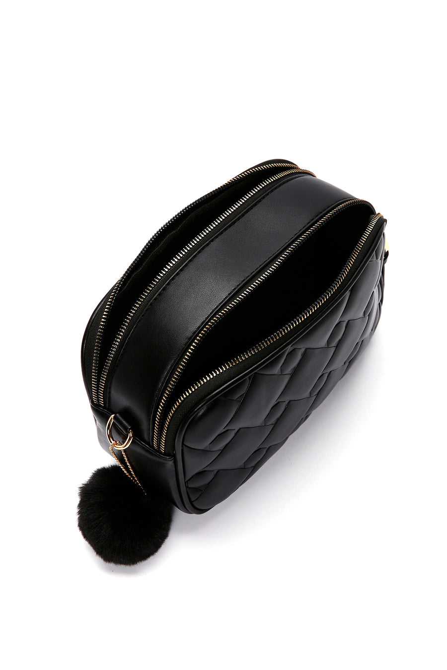 Women's Black Long Strap Quilted Crossbody Bag