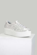Women's Sneaker with Thick Silver Printed Sole | Derimod