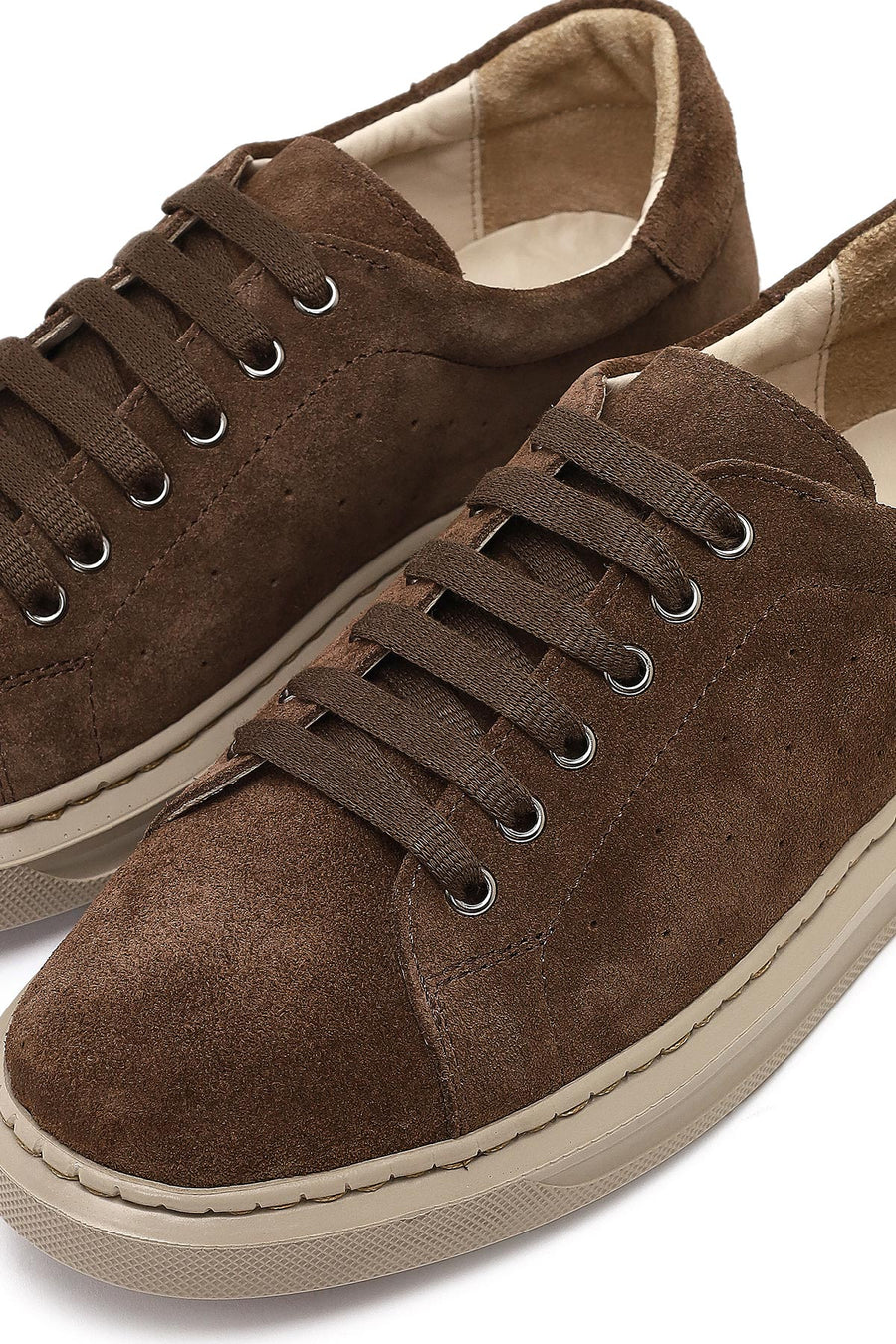 Kadın Kahverengi Bağcıklı Süet Deri Sneaker