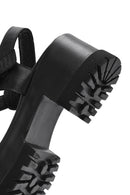 Women's Black Ankle Strap Thick-Sole Leather Sandals | Derimod