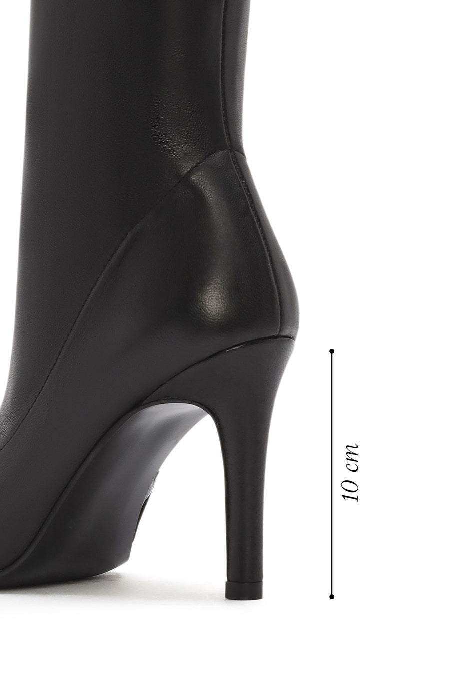 Women's Black Zippered Thin Heeled Leather Boots
