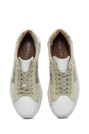 Women's Mink Leather Patterned Sneaker | Derimod