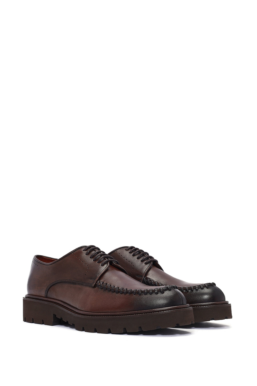 
Men's Brown Lace-Up Leather Casual Shoes
