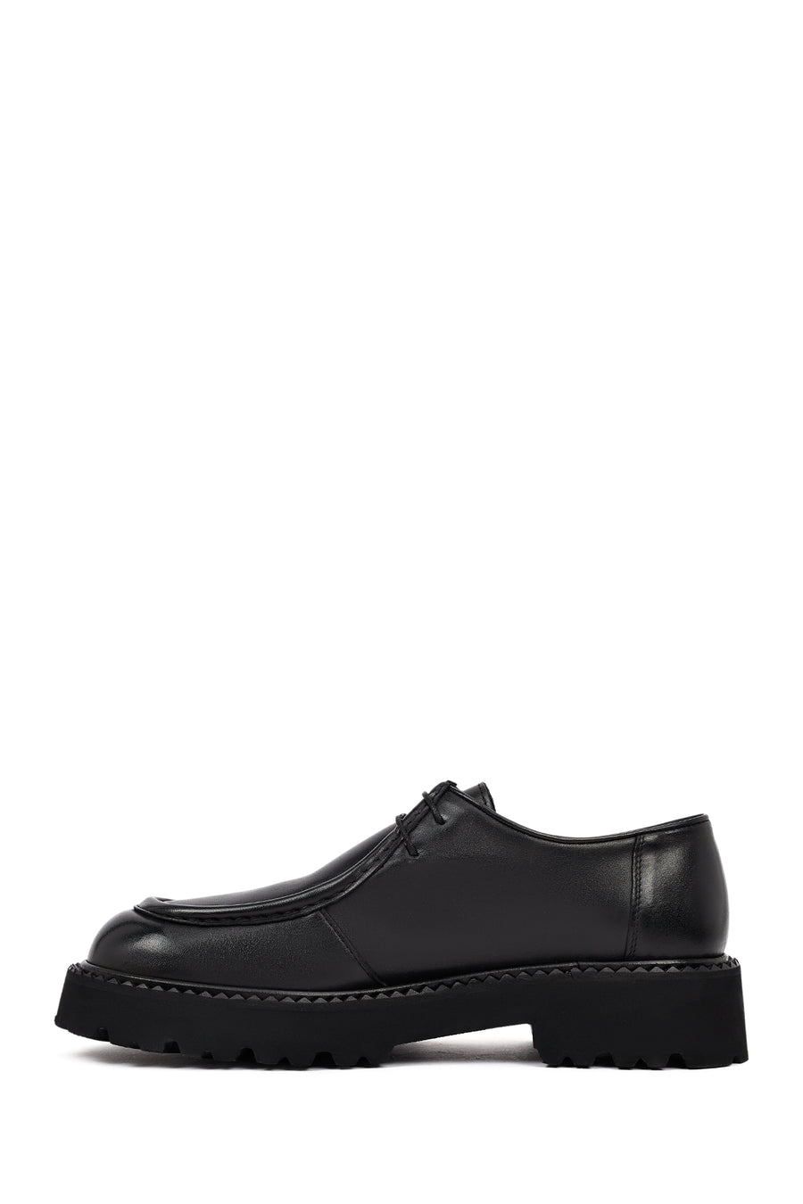 Male Black Lace-Up Thick-Soled Leather Casual Shoes