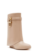 Women's Beige Wedge Heel Boots | Derimod