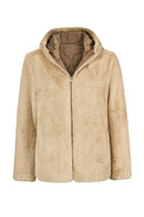 Tahoe Woman Mink Reversible Hooded Oversize Teddy Coats | Derimod