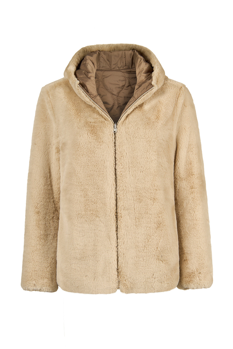 Tahoe Woman Mink Reversible Hooded Oversize Teddy Coats