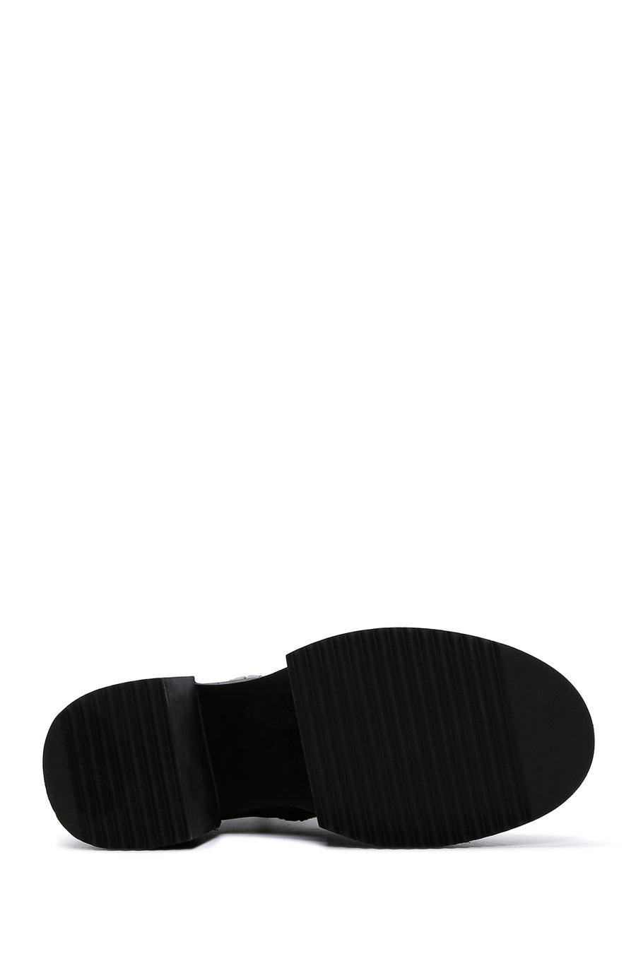Women's Black Zippered Thick Heeled Leather Boots
