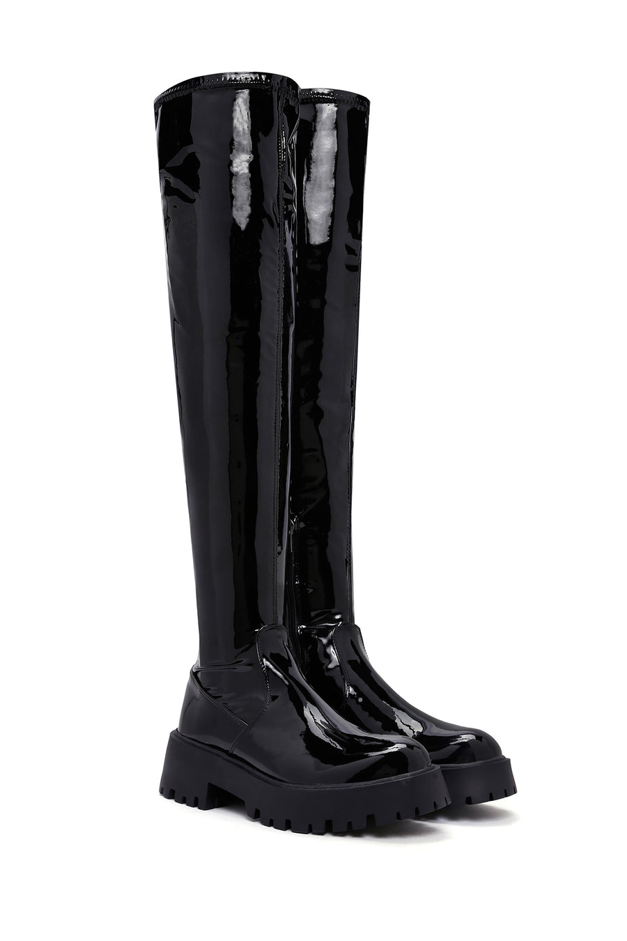 Women's Black Laptop Thick Soled Zippered Casual Boots