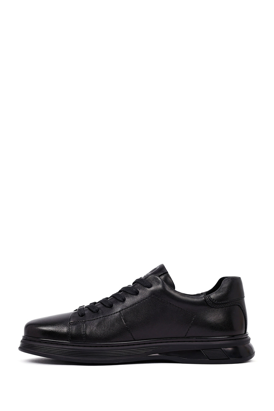 Male Black Lace-up Leather Casual Sneaker