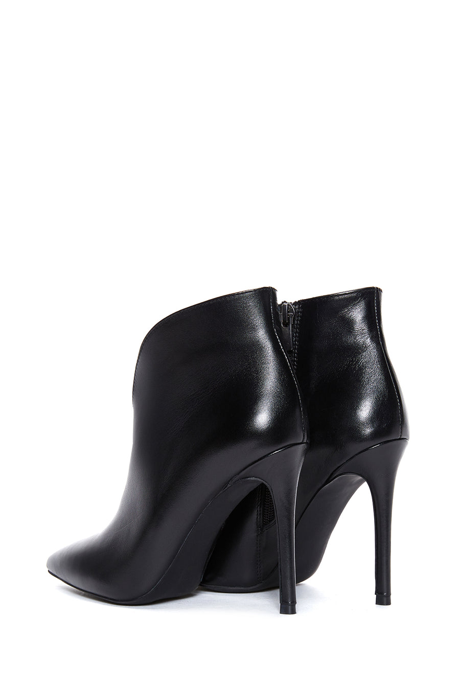 Women's Black Leather Heeled Classic Bootie