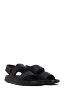 Male Black Strap Leather Sandals | Derimod