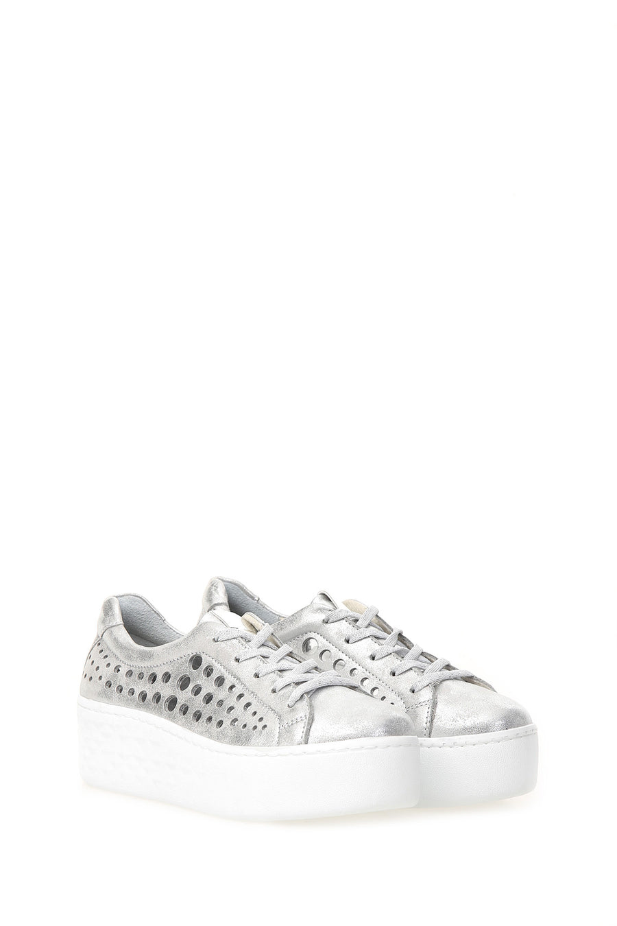 Women's Sneaker with Thick Silver Printed Sole