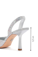 Women's Silver Stone Open-Back Heeled Shoes | Derimod