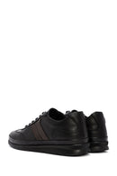 Erkek Siyah Bağcıklı Deri Sneaker | Derimod