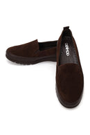 Woman Brown Suede Comfort Loafer | Derimod
