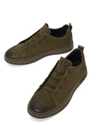 Male Khaki Lace-up Nubuck Leather Sneaker | Derimod