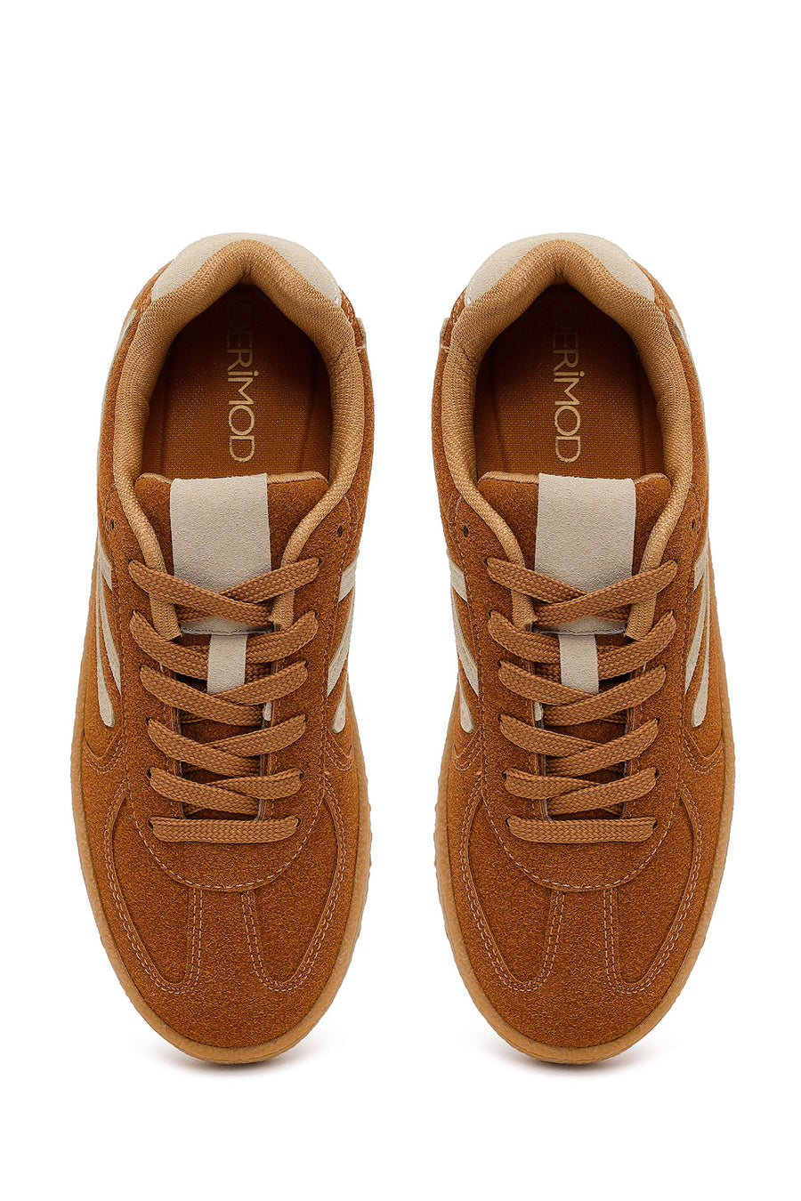 Kadın Taba Bağcıklı Süet Sneaker