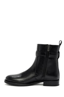 Women's Black Zippered Leather Boots | Derimod