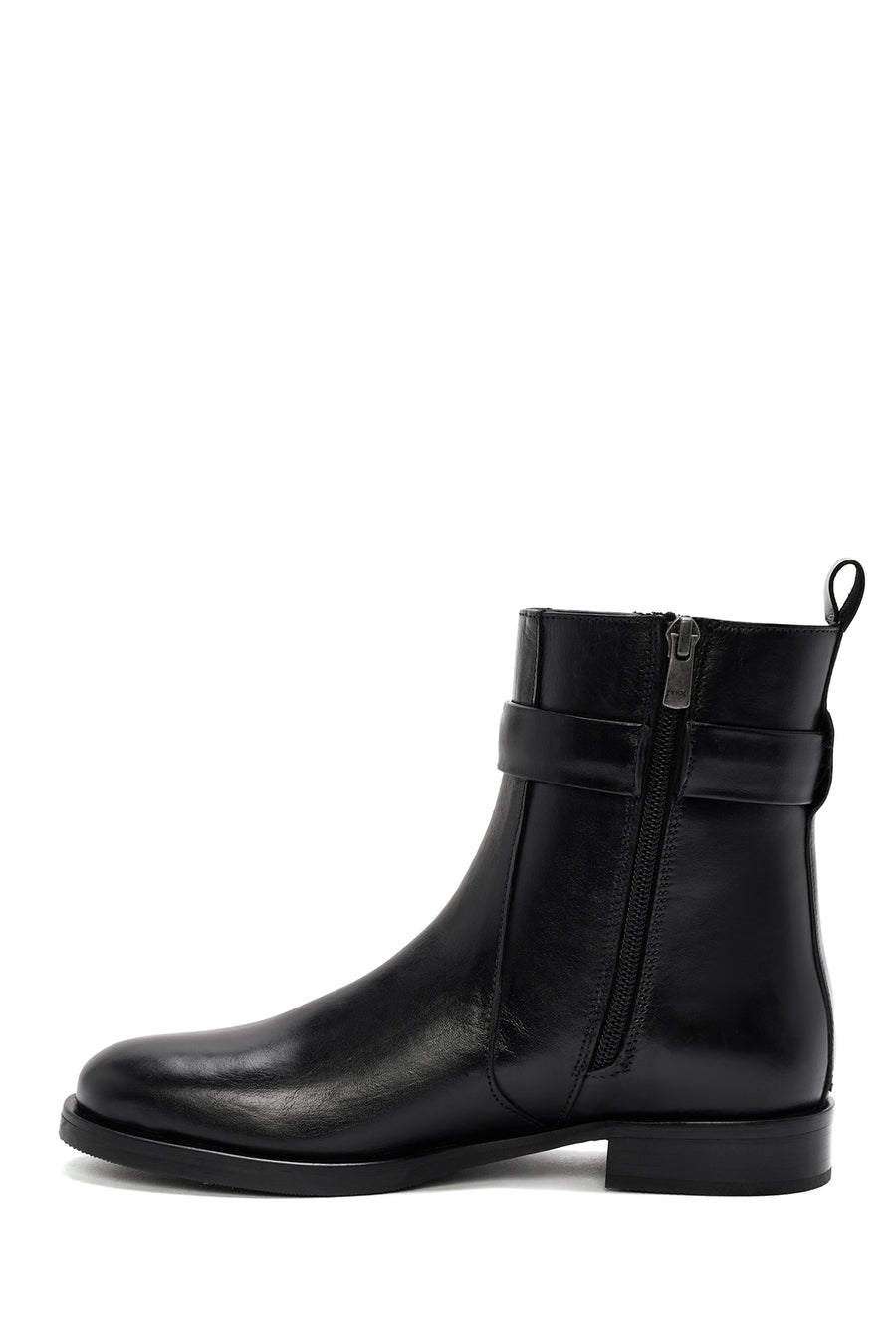 Women's Black Zippered Leather Boots