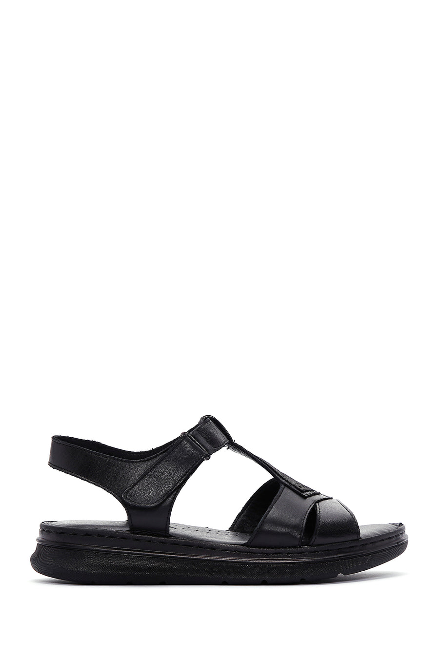 Women's Black Leather Comfort Sandals 23SFD300518 | Derimod