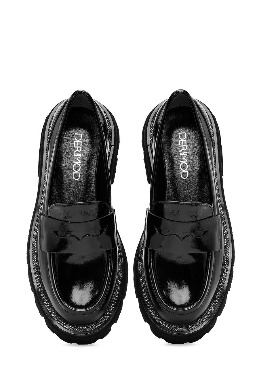 Women's Black Patent Leather Masculine Loafer